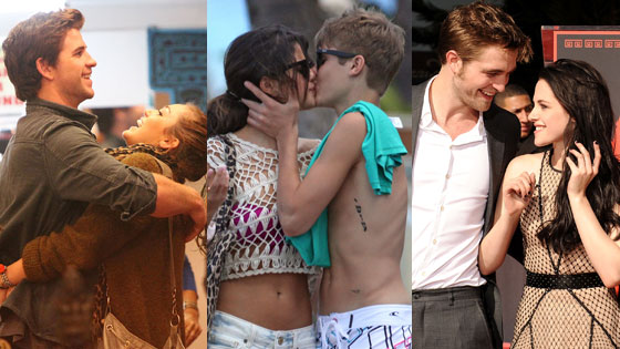 Selena Gomez, Justin Bieber, Miley Cyrus, Liam Hemsworth, Kristen Stewart, Rob Pattinson Selena Gomez, Justin Bieber, Miley Cyrus, Liam Hemsworth, Kristen Stewart, Rob Pattinson